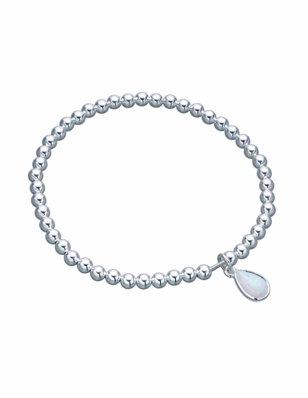 4Mm Stretchy Bracelet W/ Pear Czelline Opal – Silver Bracelets