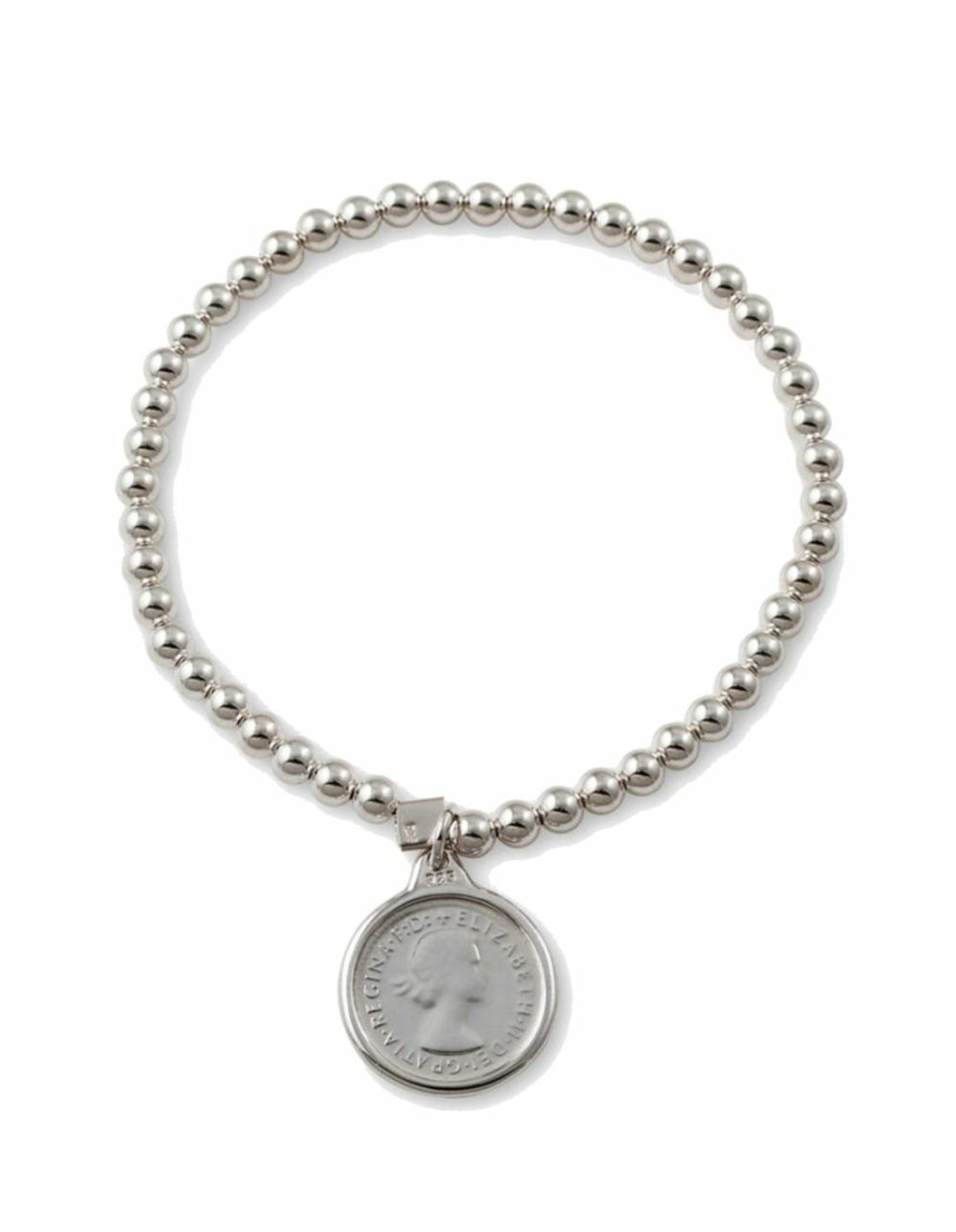 4Mm Stretchy Bracelet W/ Threepence – Silver Bracelets