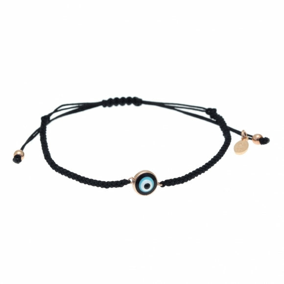 Adjustable Bracelet W/ Evil Eye- Black Bracelets