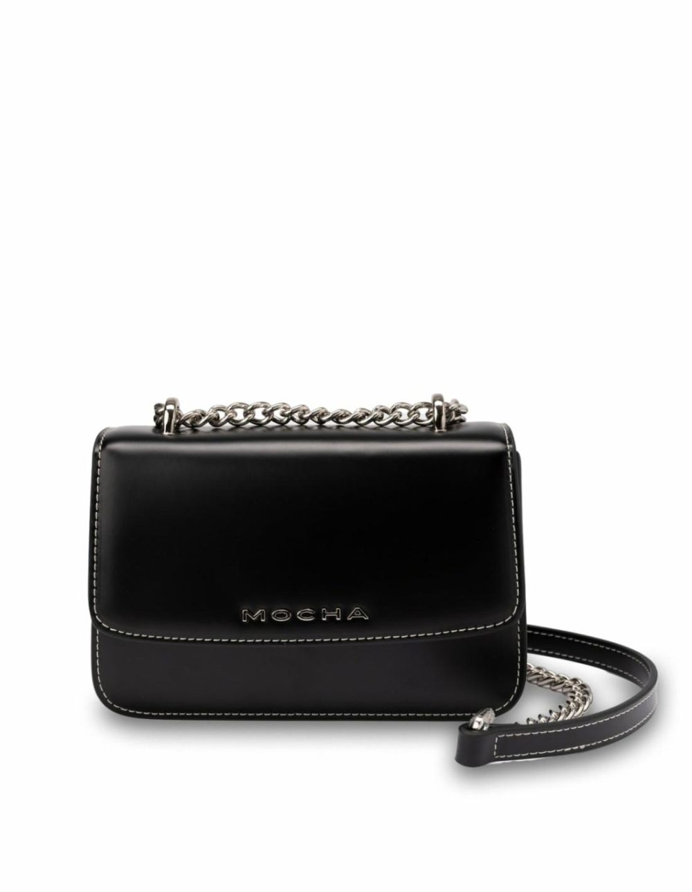 Alicia Glossy Leather Crossbody – Black Bags