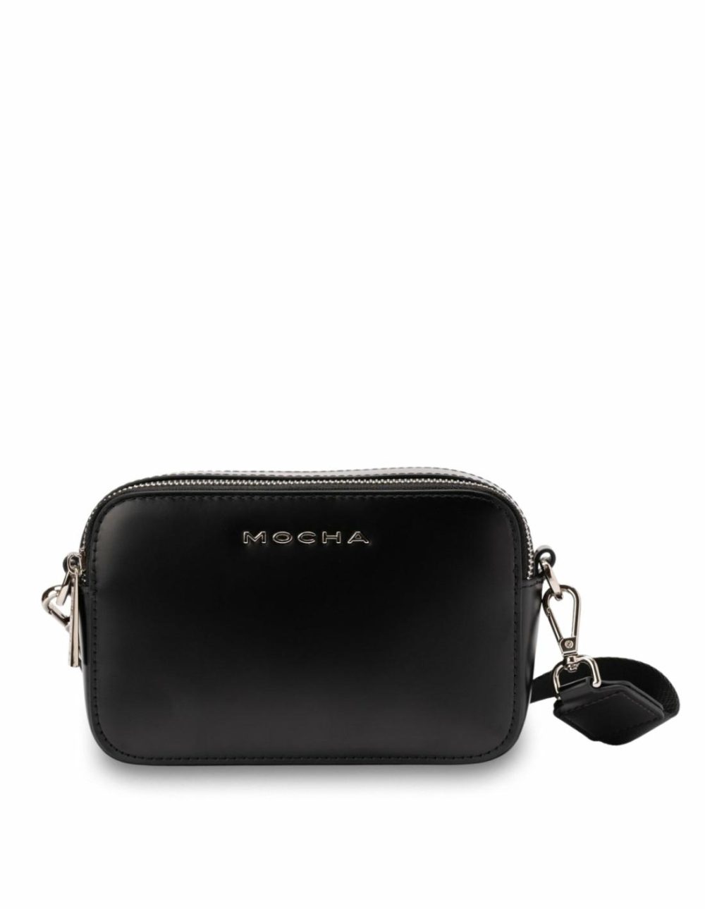 Alicia Glossy Leather Double Zip – Black Bags