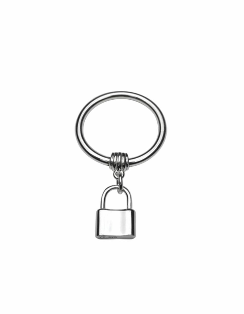 Art Deco Hook Ring W/ Mini Padlock – Silver Jewellery