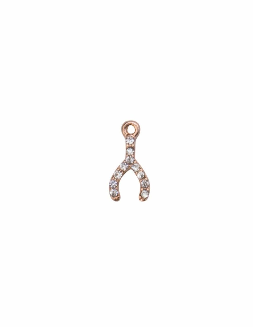 Aurelia Crystal Wishbone Charm – Rose Gold Charms