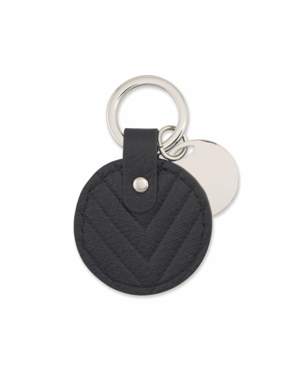 Chevron Circle Leather Key Ring- Black Accessories