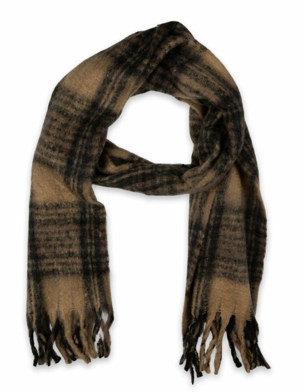 Cosy Plaid Scarf- Tan Accessories