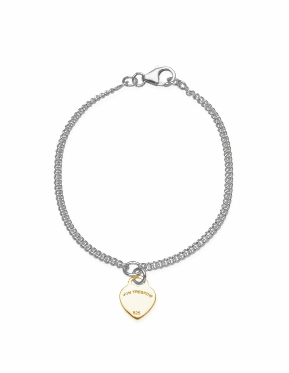 Curb Chain Bracelet W/ Mini Vt Flat Heart – Gold Bracelets