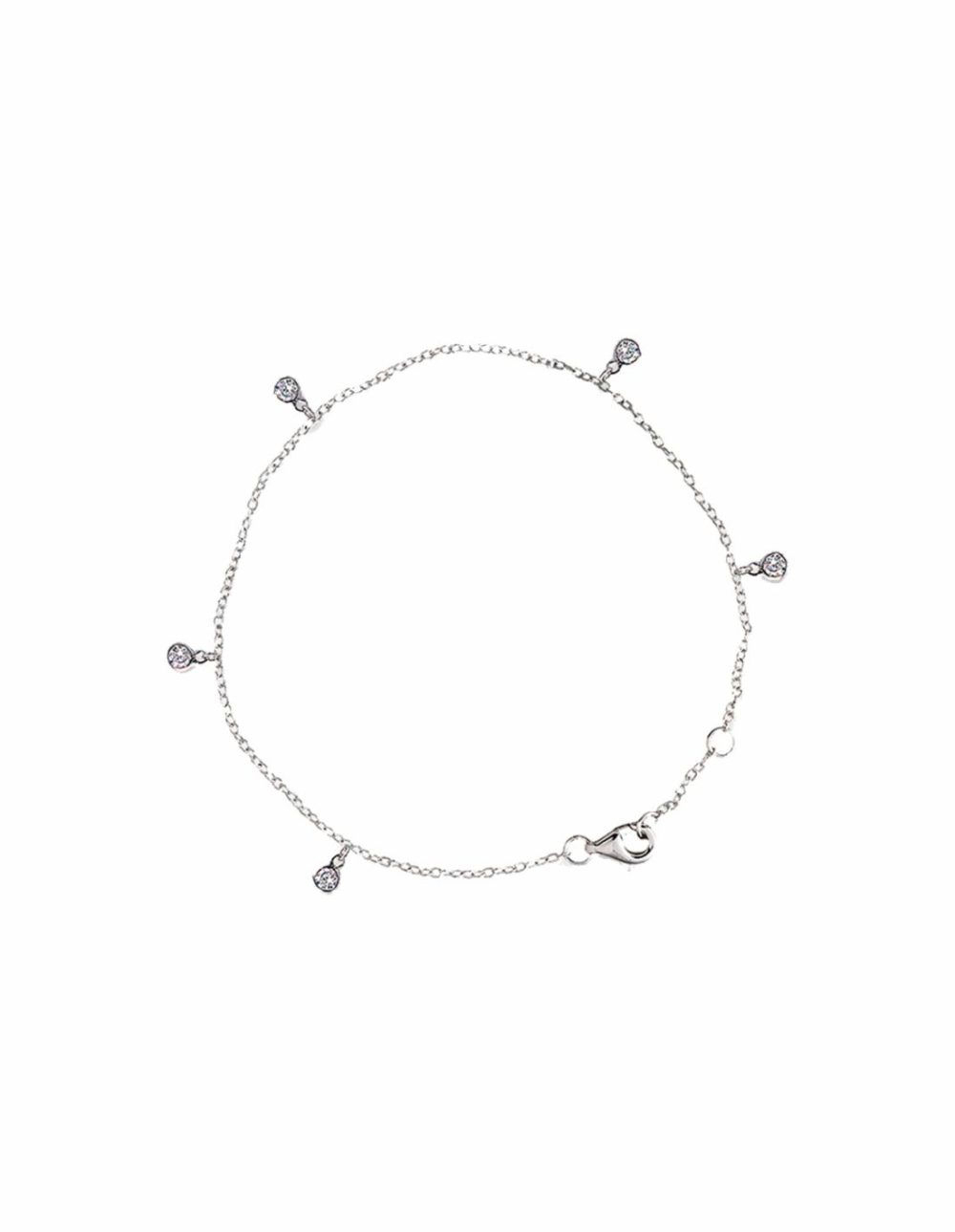 Cz Bezel Scattered Drop Bracelet – Silver Bracelets