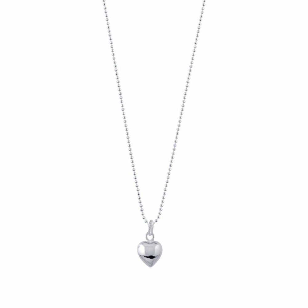 Fine Ball Chain Necklace W/ Solid Heart – Silver Jewellery