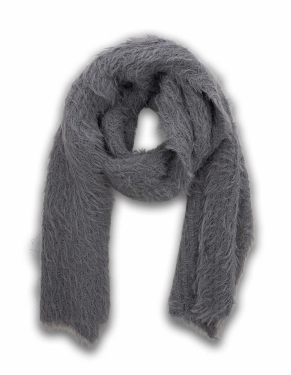 Fluffy Plain Scarf- Grey Accessories