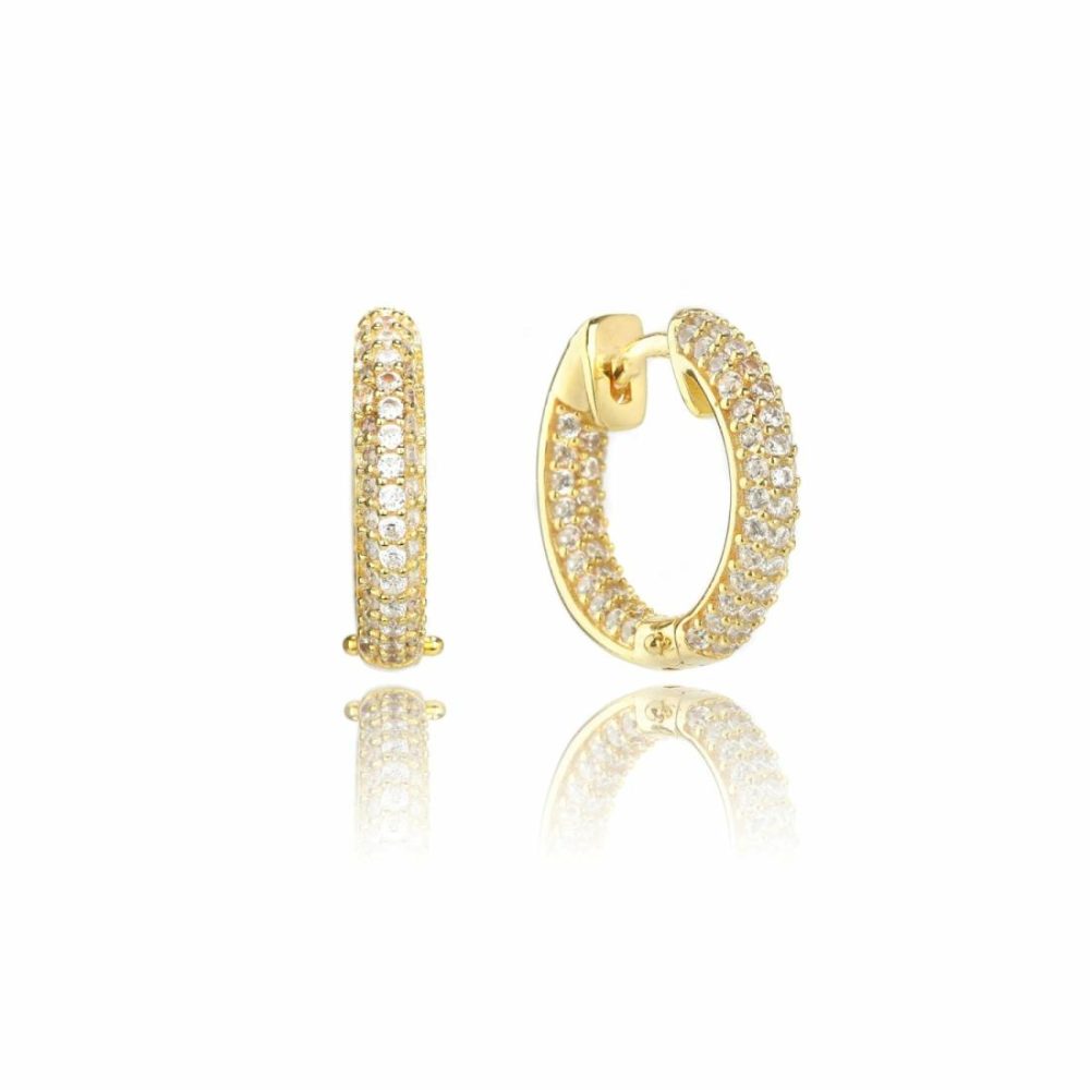 Goddess Pave Hoops- Gold Earrings