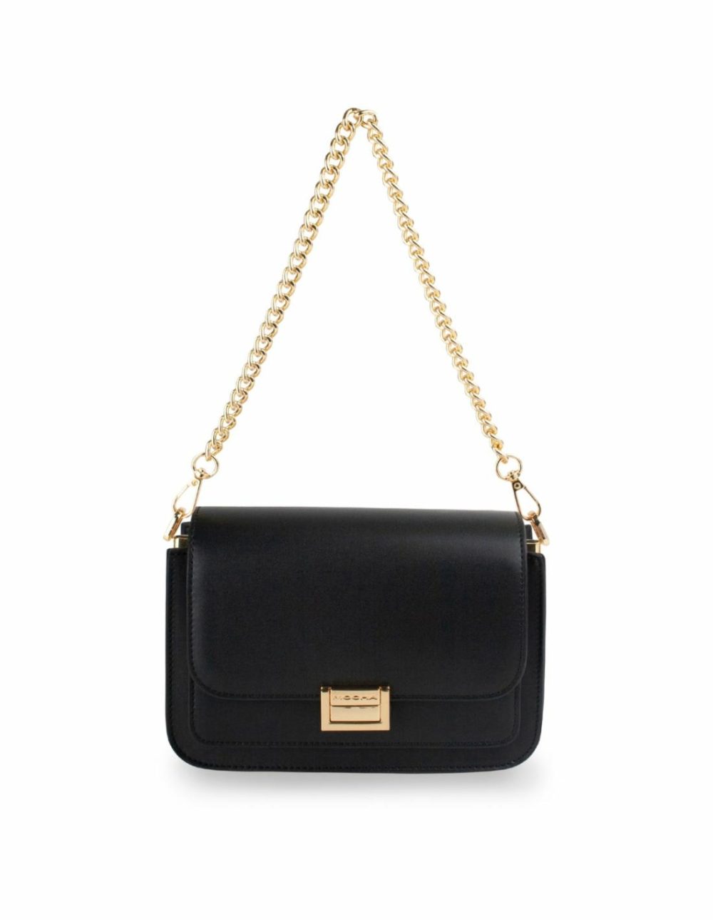 Hazel Buckle Crossbody W/ Chain- Black Bags