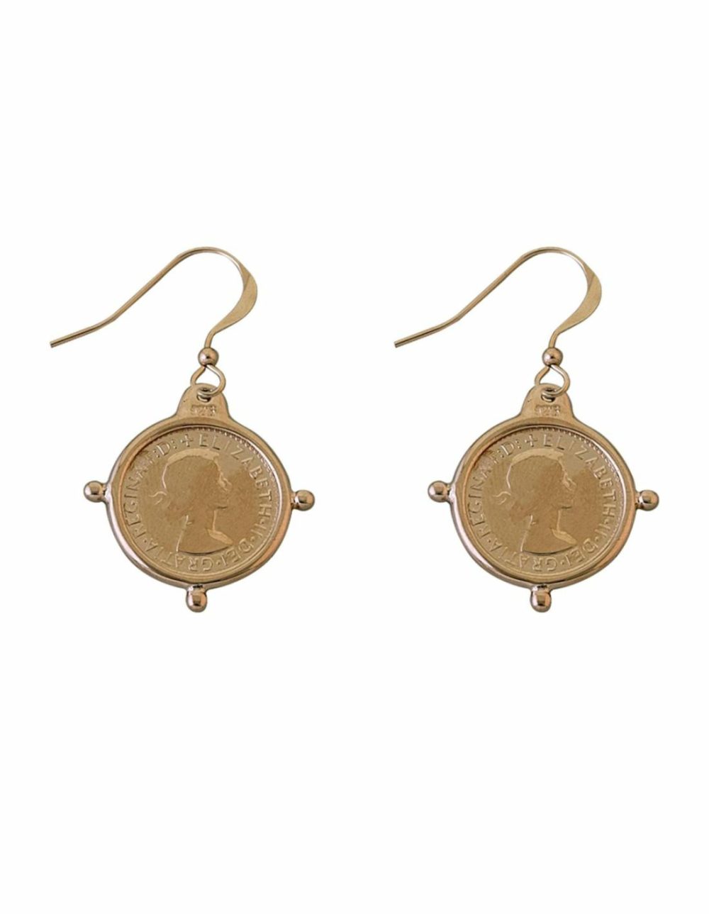 Hook Earrings W/ Compass Frame Threepence – Gold Earrings