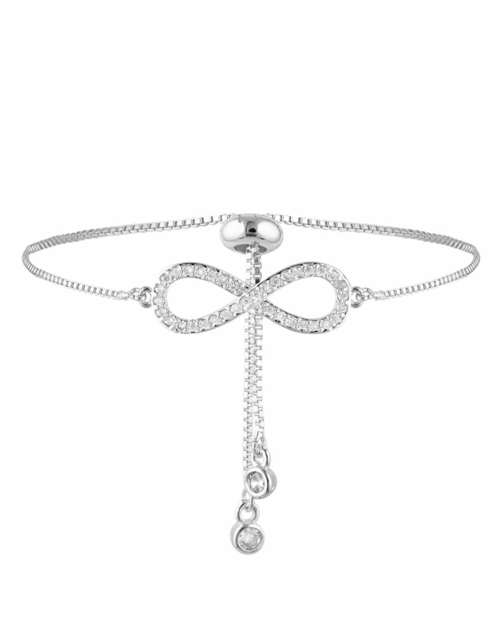 Infinity Bracelet W/ Cubic Zirconia – Silver Bracelets