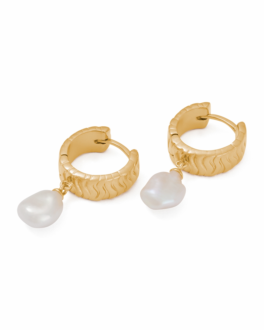 Isole Pearl Hoops- Gold Earrings