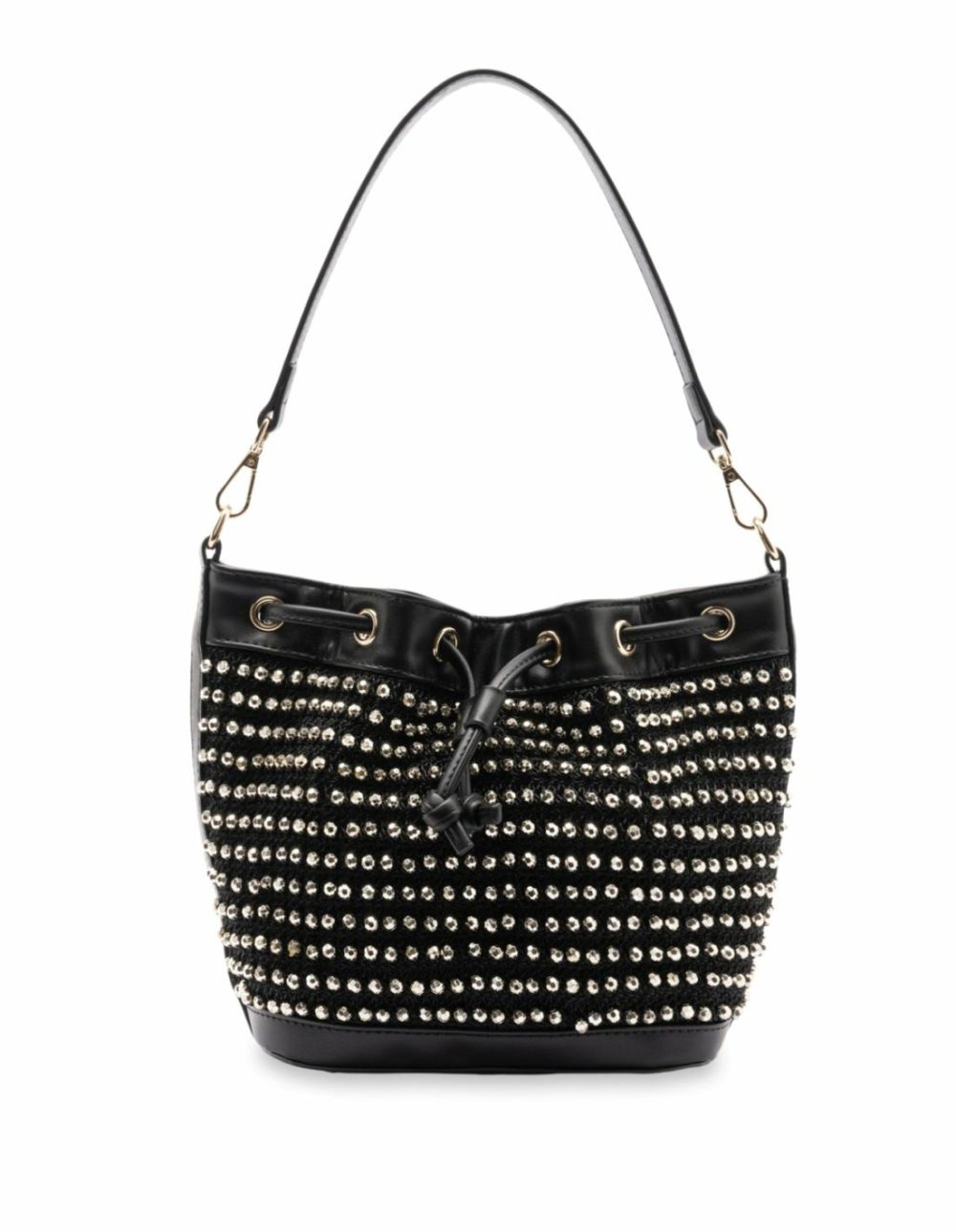 Kylie Bucket Beaded Bag- Black/Gold Bags