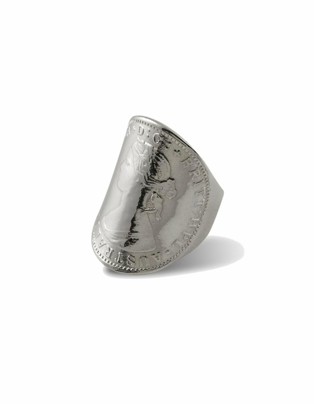 Large Curved Coin Ring – Silver Jewellery