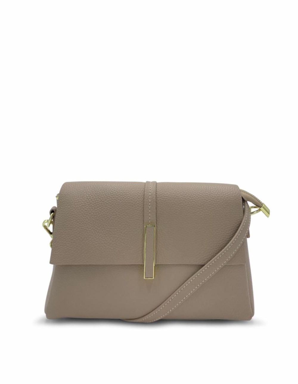 Lola Flap Leather Crossbody Bag – Light Taupe Bags