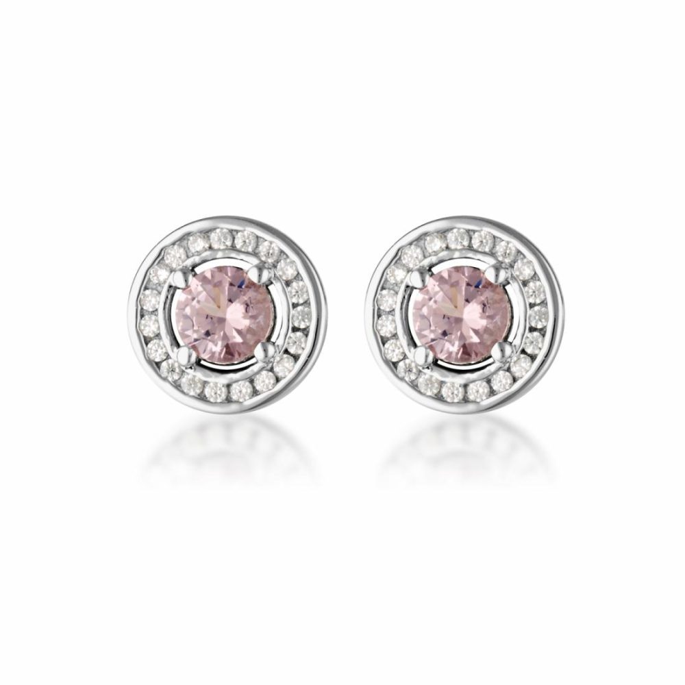 Milestone Morganite Nano & White Cz Halo Earrings Earrings