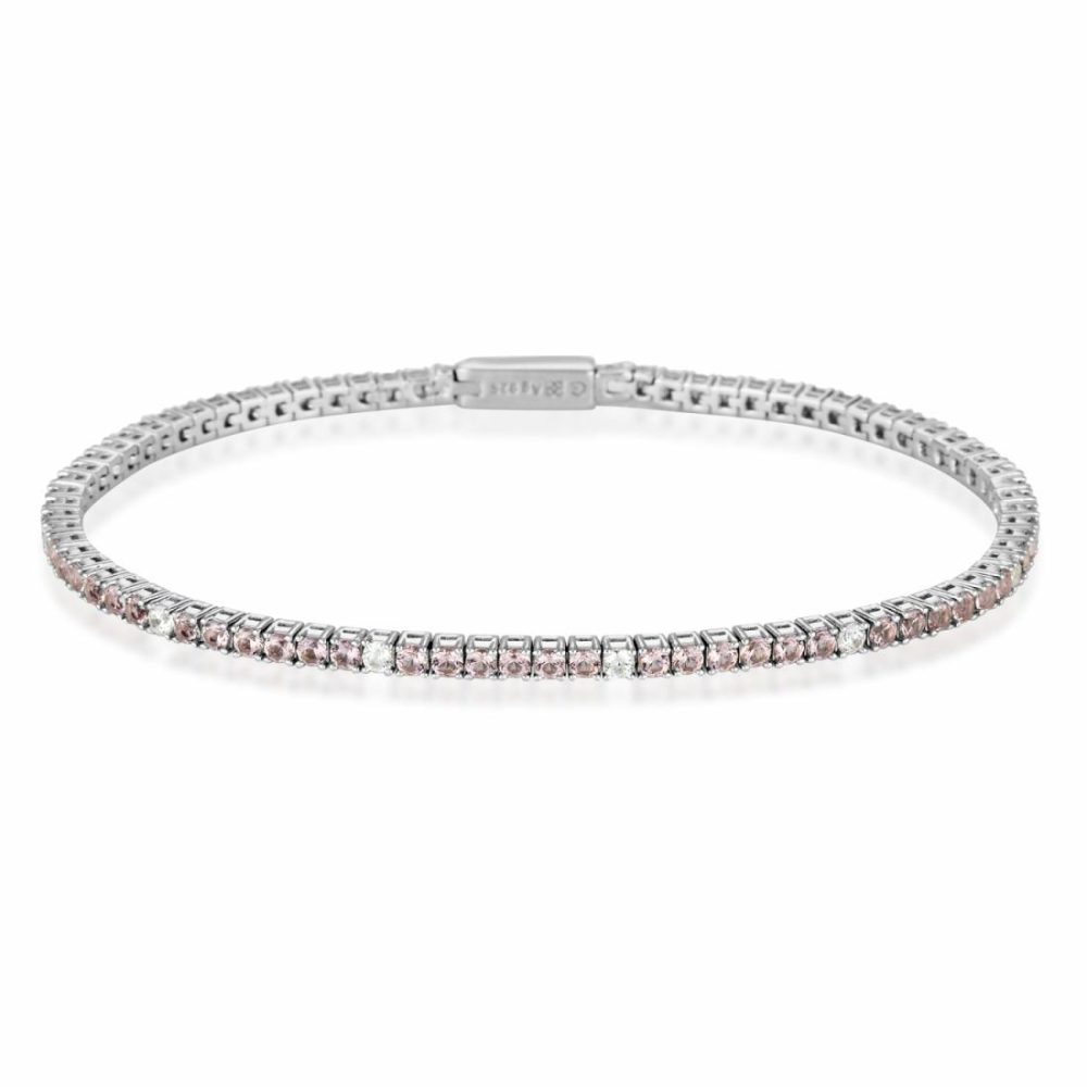 Milestone Morganite & White Cz 2Mm Tennis Bracelet Bracelets