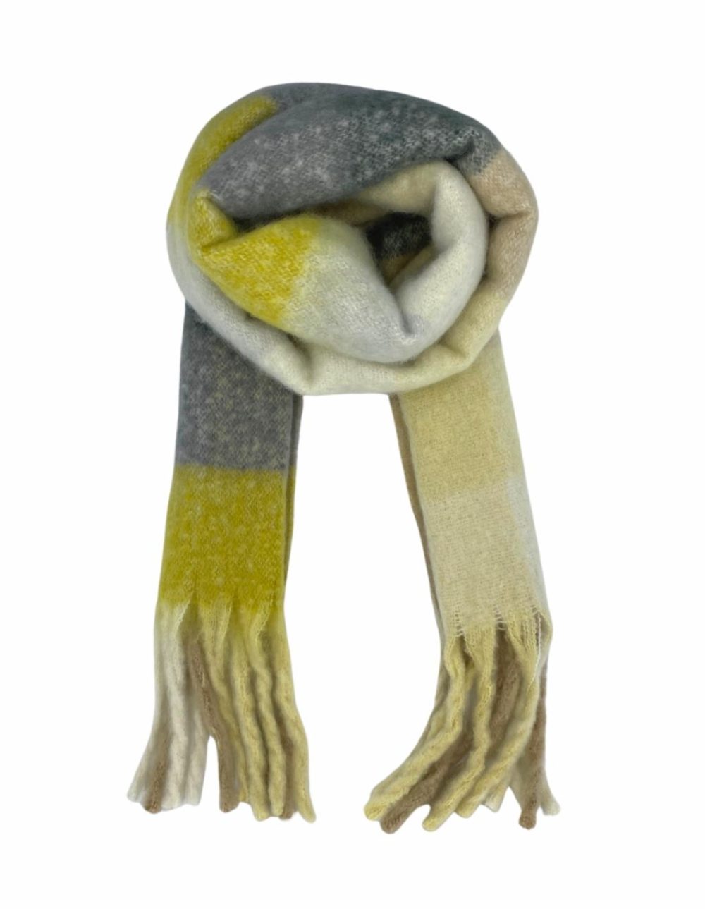 Multicolour Check Scarf – Yellow/Beige Accessories