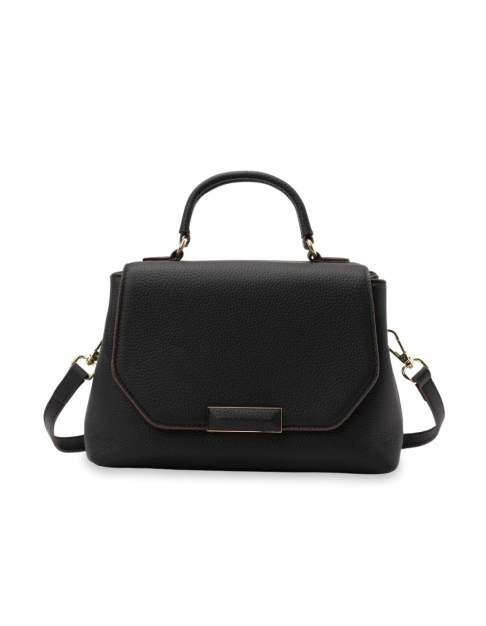 Nadine Leather Top Handle Crossbody Bag- Black Bags