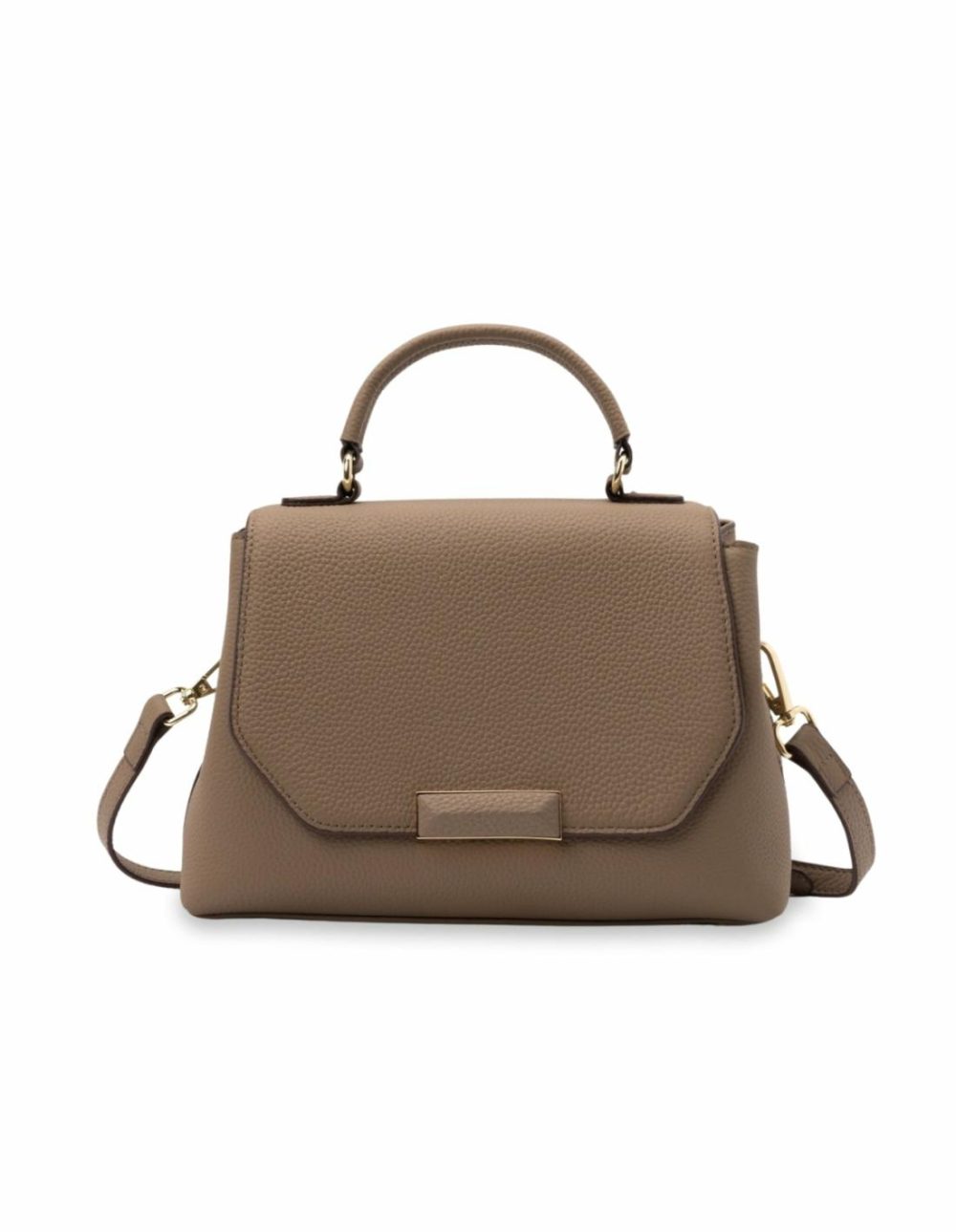 Nadine Leather Top Handle Crossbody Bag- Taupe Bags