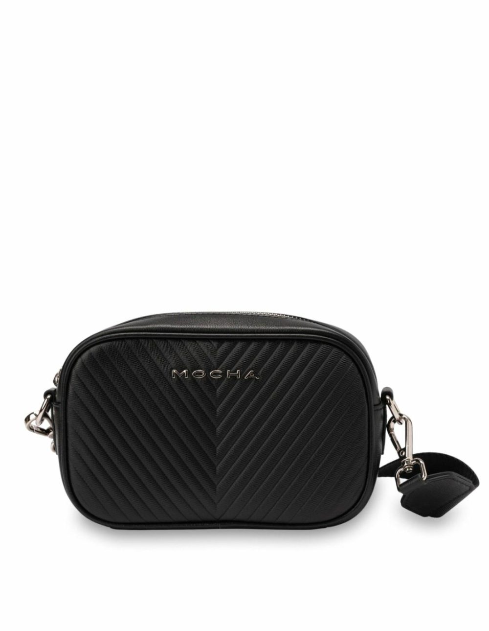 Petite Chevron Leather Crossbody – Black Bags