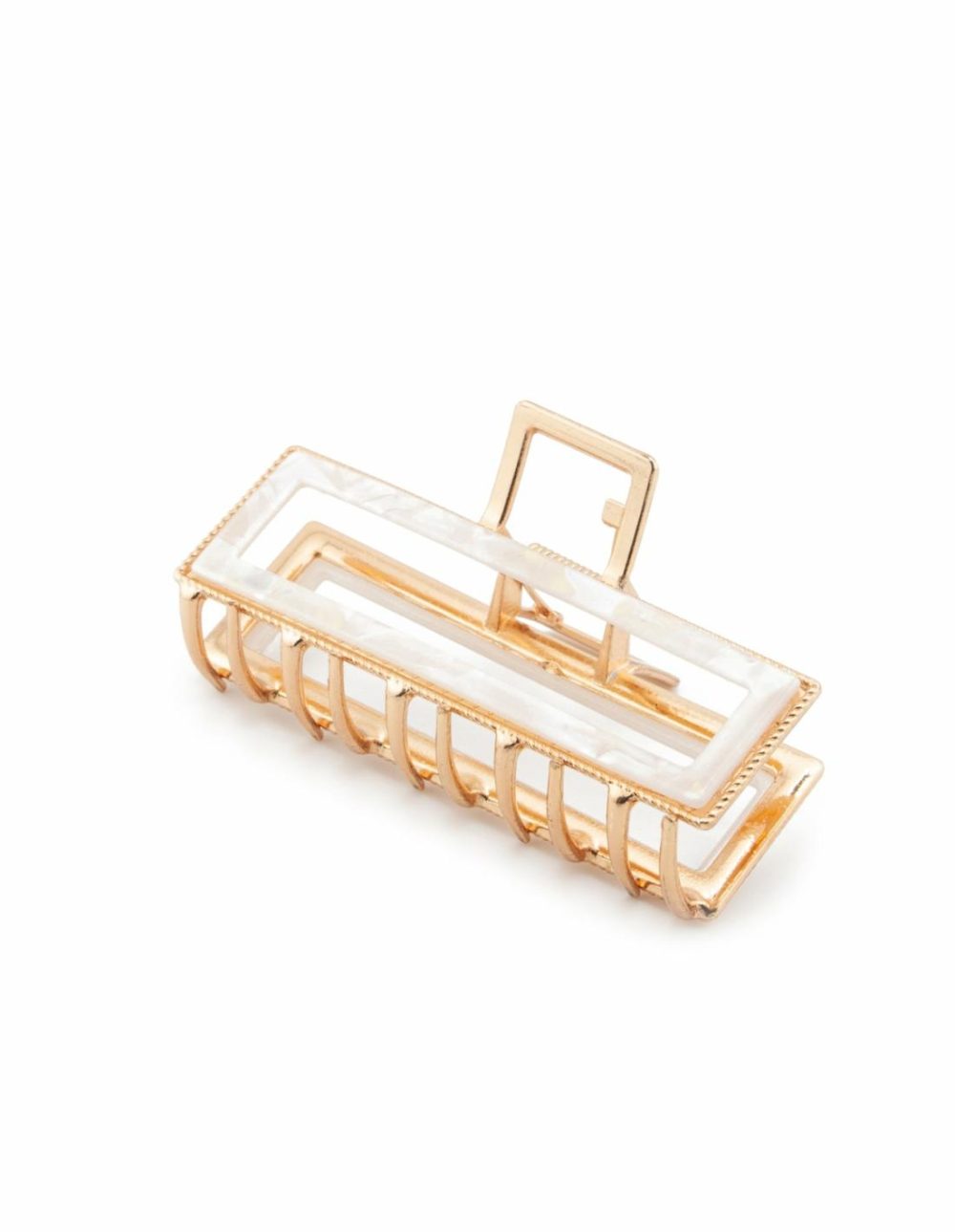 Rectangular Hair Clip- Pearl/Gold Accessories