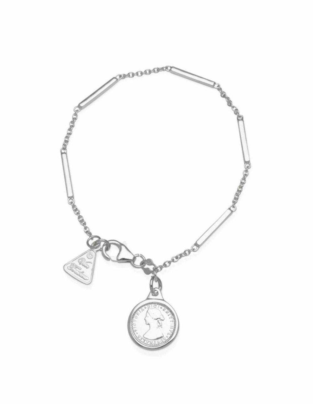 Segmented Bar Bracelet W/ Tiny Token – Silver Bracelets