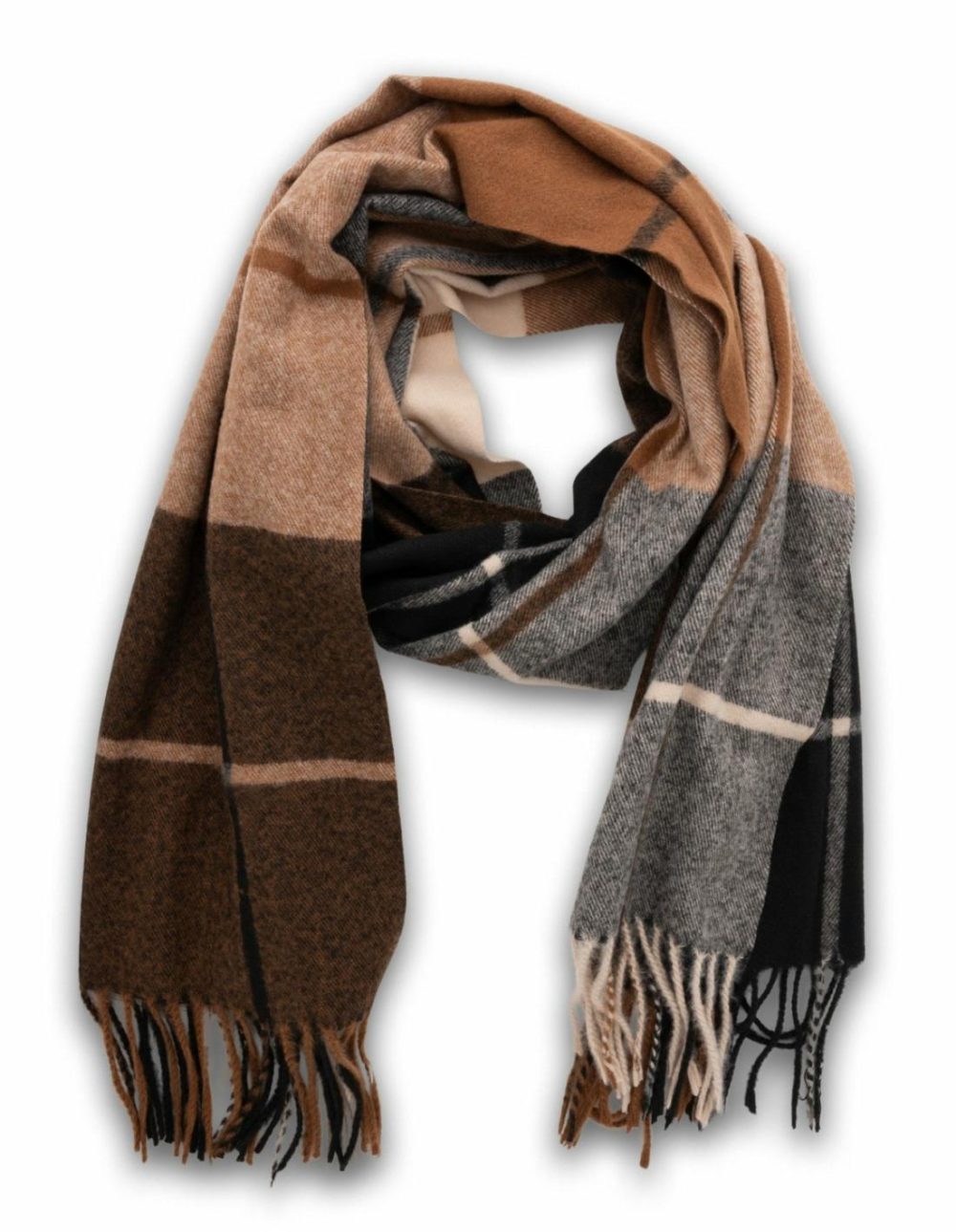 Simple Plaid Scarf- Black/Brown Accessories