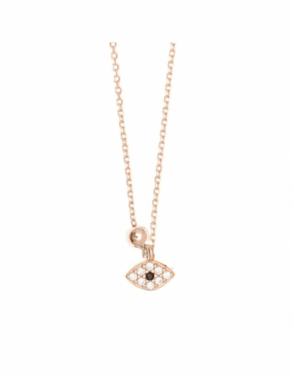 Simply Me Tiny Shiny Necklace W/ Cz Evil Eye- Rose Gold Jewellery