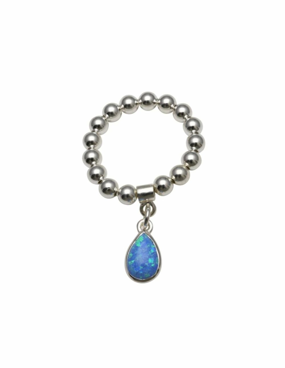 Single Strand Stretch Ring W/ Czelline Blue Opal Jewellery