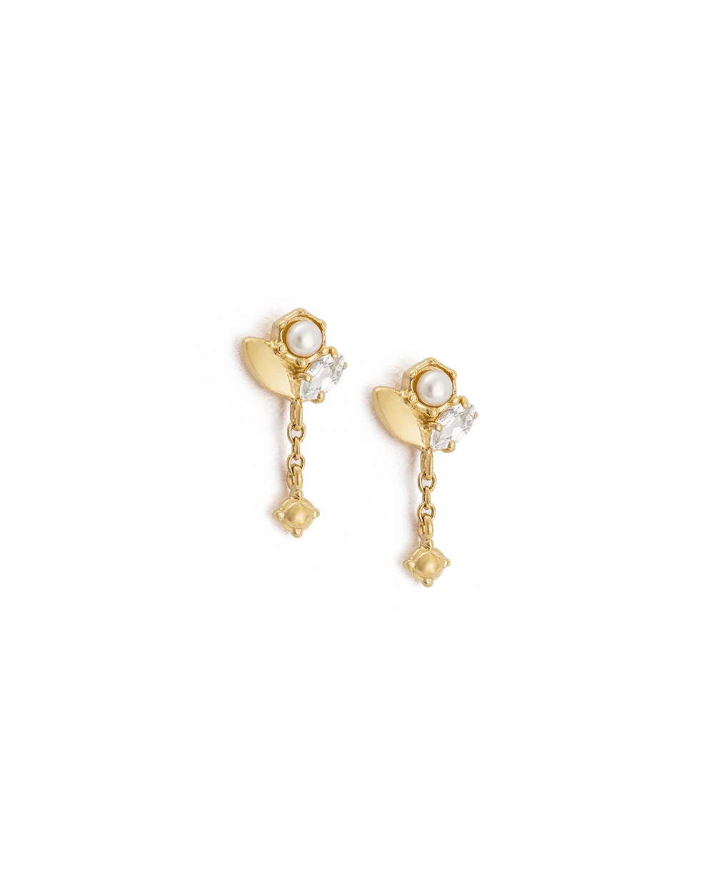 Slice Cluster Chain Studs- Gold Earrings