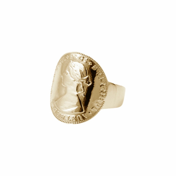 Small Curved Coin Ring- Gold Jewellery