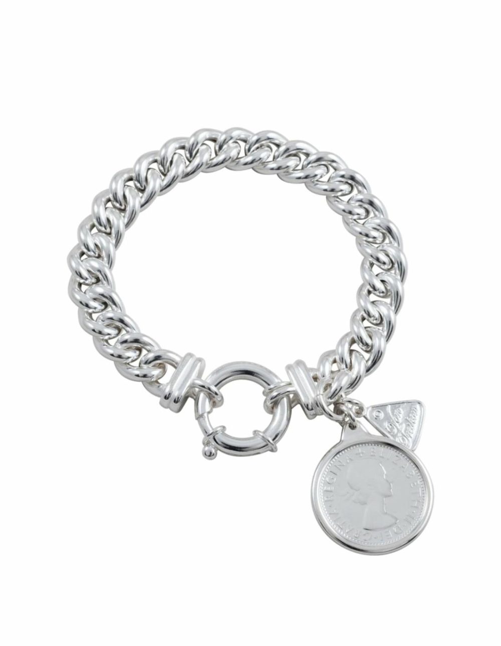 Small Mama Bracelet W/ Shilling Coin – Silver Bracelets