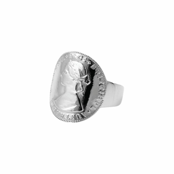 Ss 19Mm Curved Coin Ring- Silver Jewellery