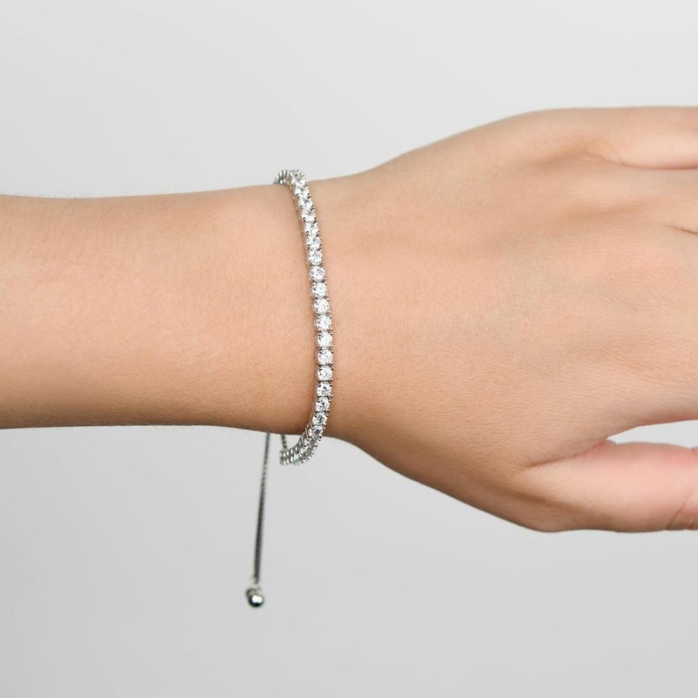 Ss Adjustable Tennis Bracelet W/ 3Mm Cz Bracelets