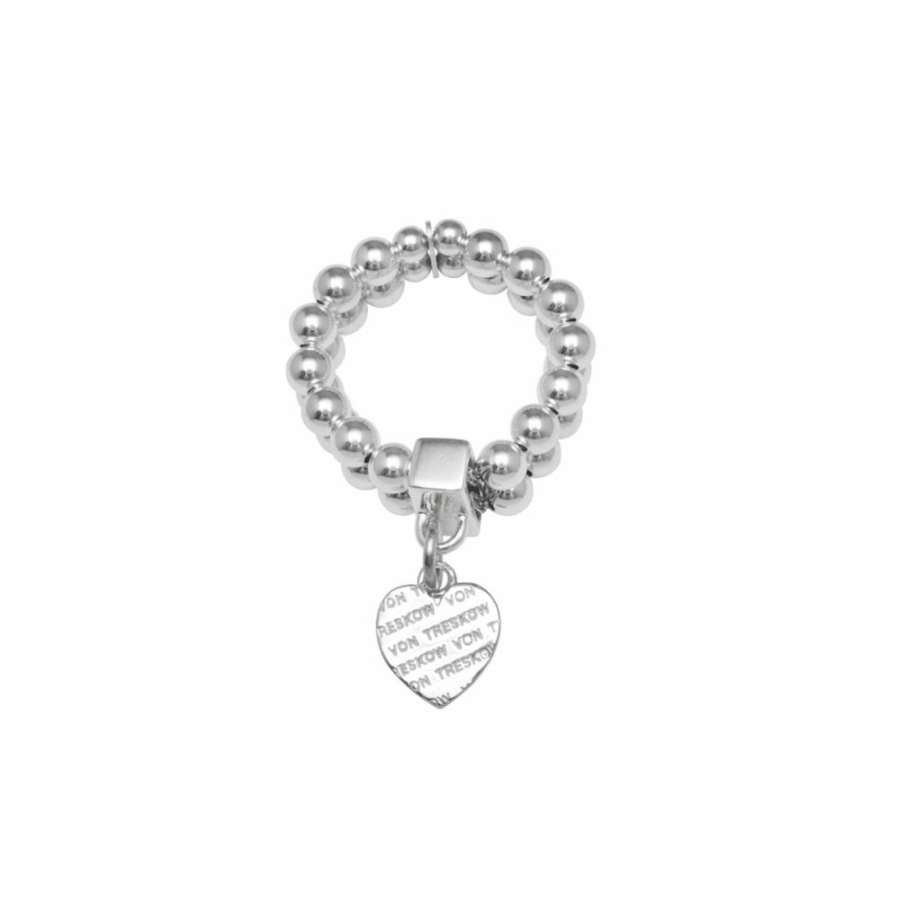 Ss Double Row Stretchy Ring W/ Mini Liebe Heart Jewellery