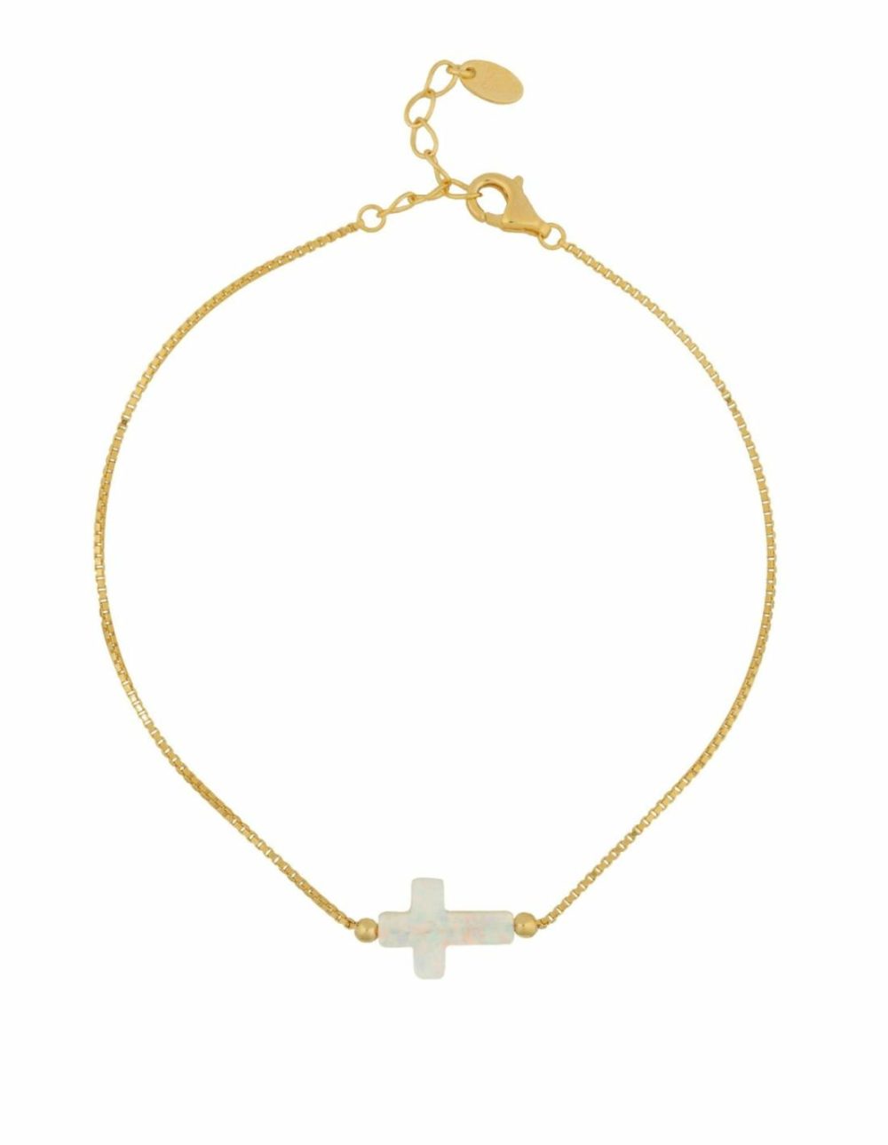 Sterling Silver Mini Cross Gold Fine Bracelet – White Bracelets