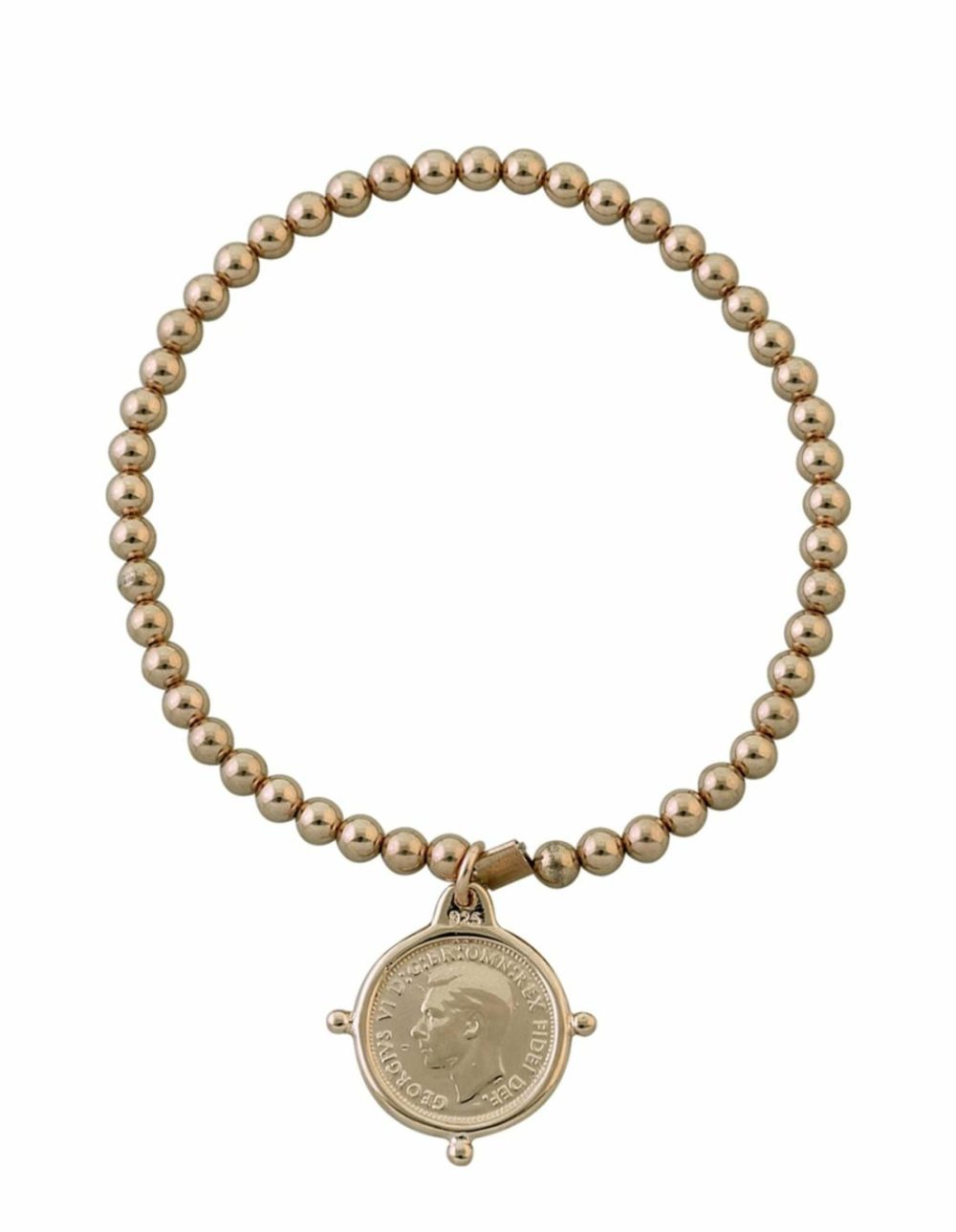 Stretchy Bracelet W/ Compass Frame Threepence – Gold Bracelets