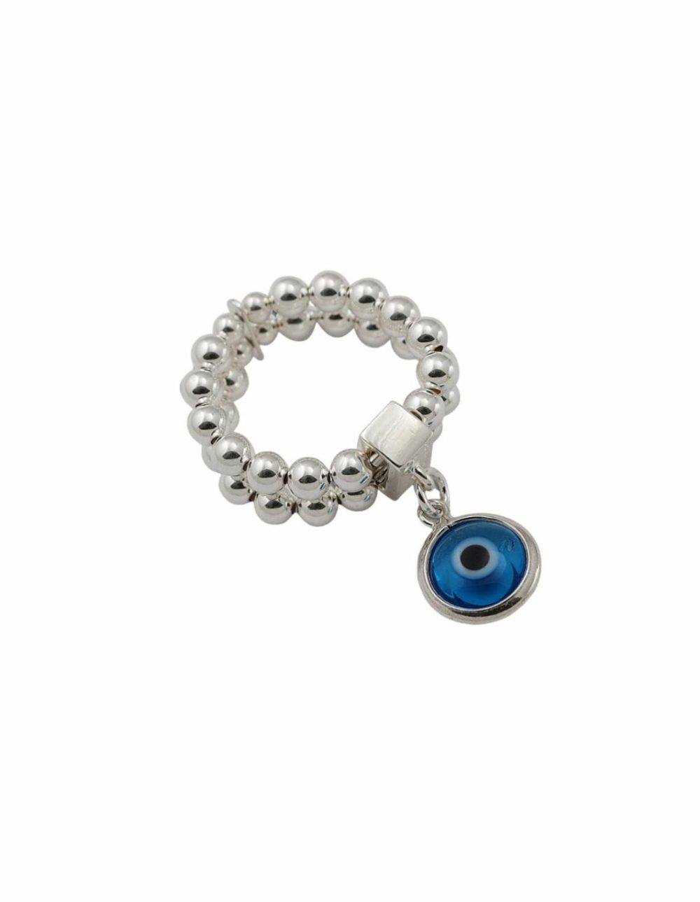 Stretchy Ring W/ Greek Evil Eye – Silver Jewellery