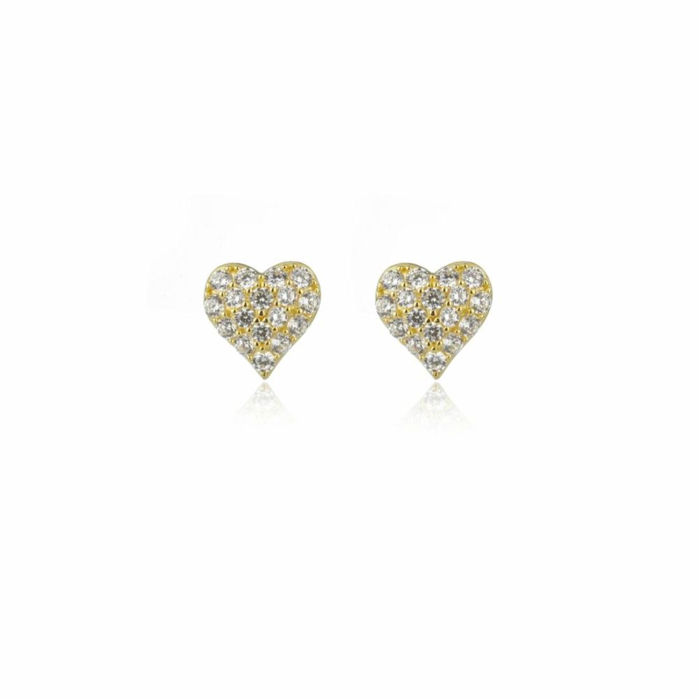 Sweetheart Sparkly Heart Studs- Gold Earrings