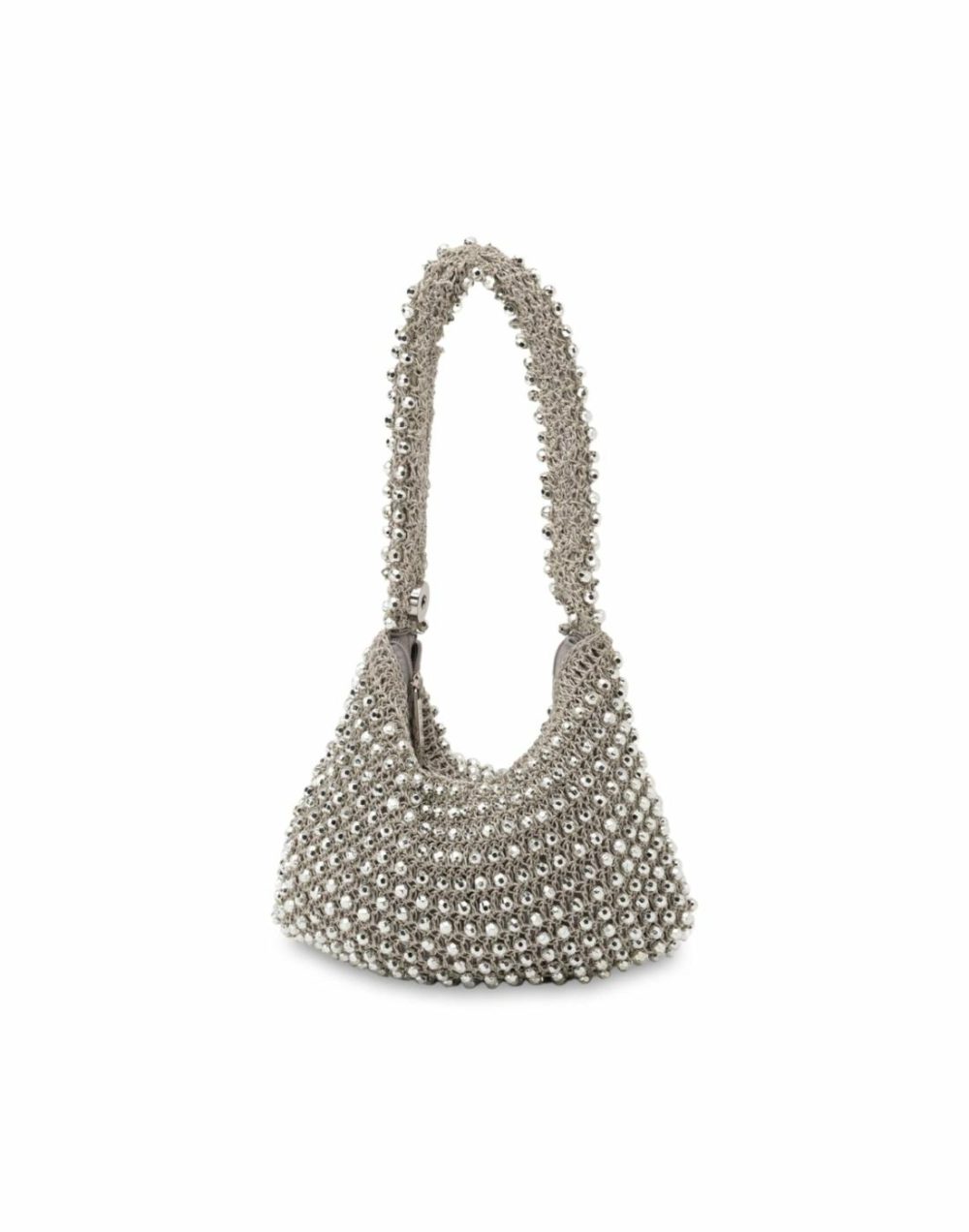 Tiana Dainty Beaded Bag- Silver/Silver Bags