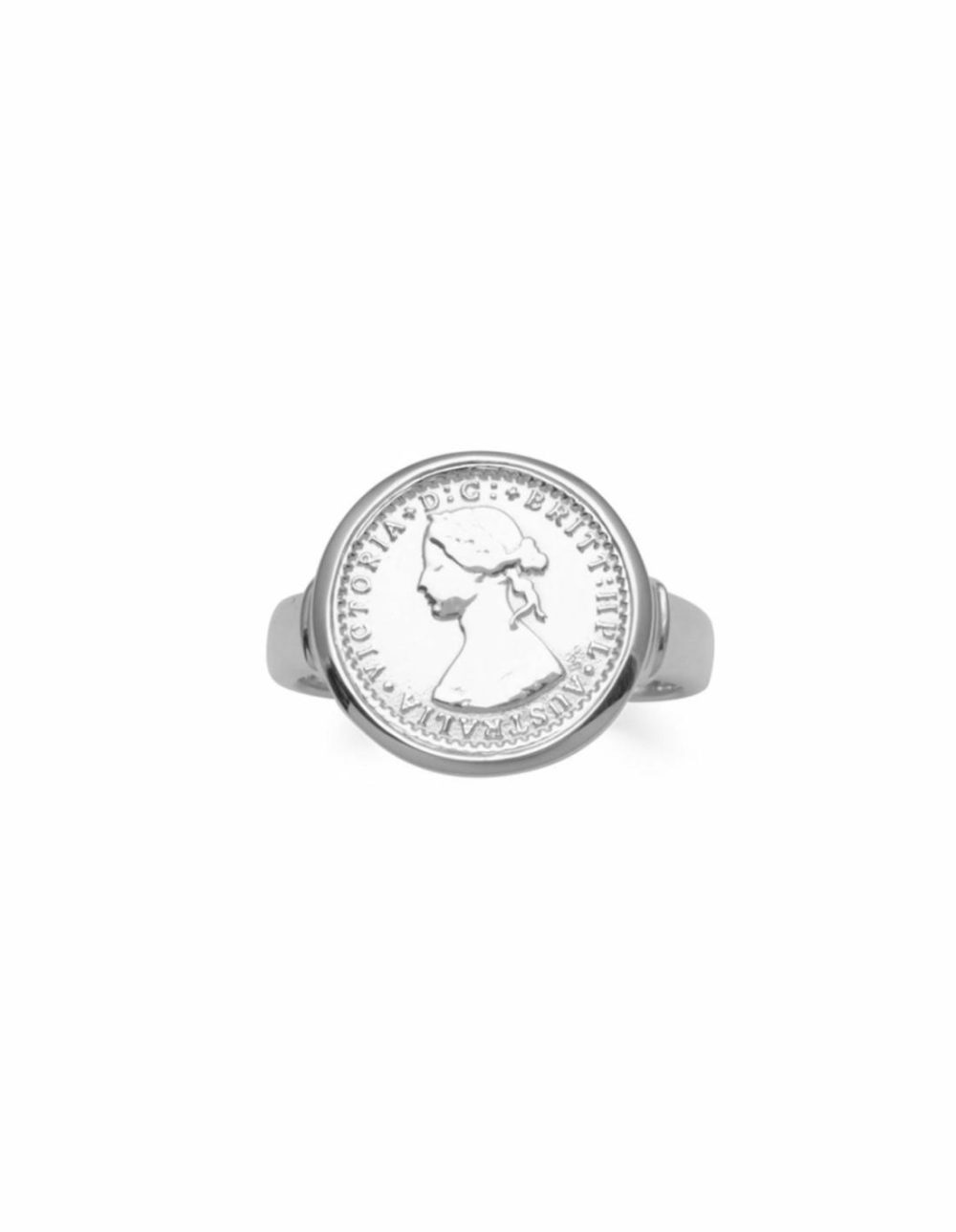 Tiny Australian Token Bezel Ring – Silver Jewellery