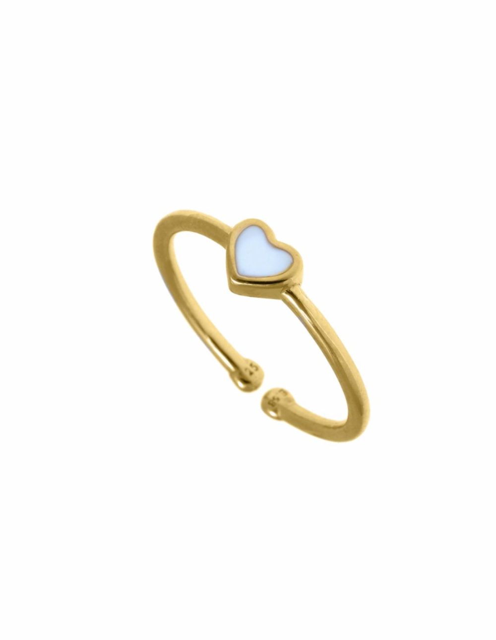 Tiny Shiny Adjustable Ring W/ Enamel Heart – Gold Jewellery