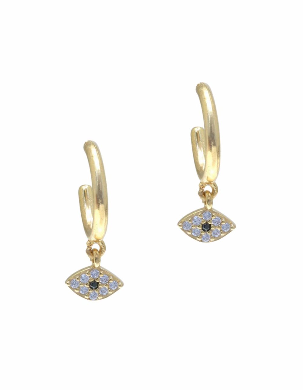 Tiny Shiny Evil Eye Earrings W/ Zirconia – Gold Earrings