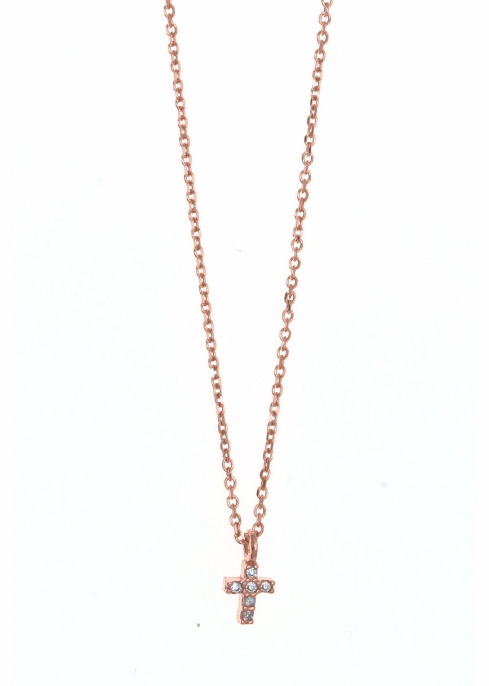 Tiny Shiny Mini Cz Cross Necklace- Rose Gold Jewellery