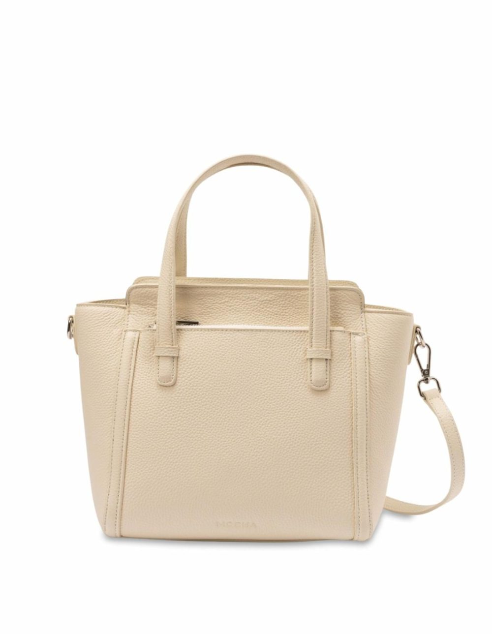 Veronica Leather Small Tote- Cream Bags