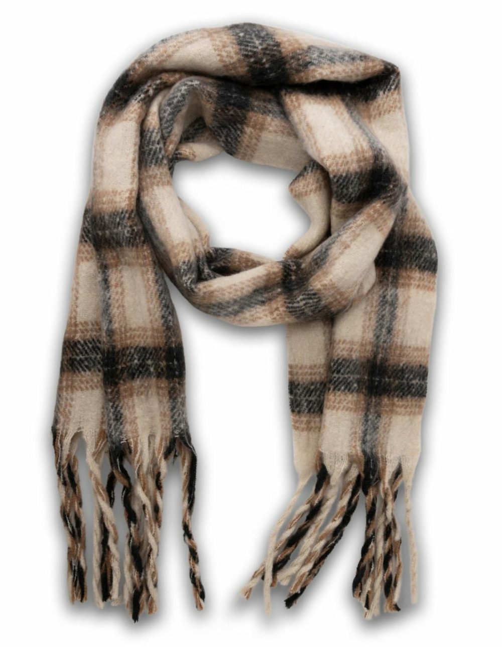 Woodlands Plaid Scarf- Beige Accessories