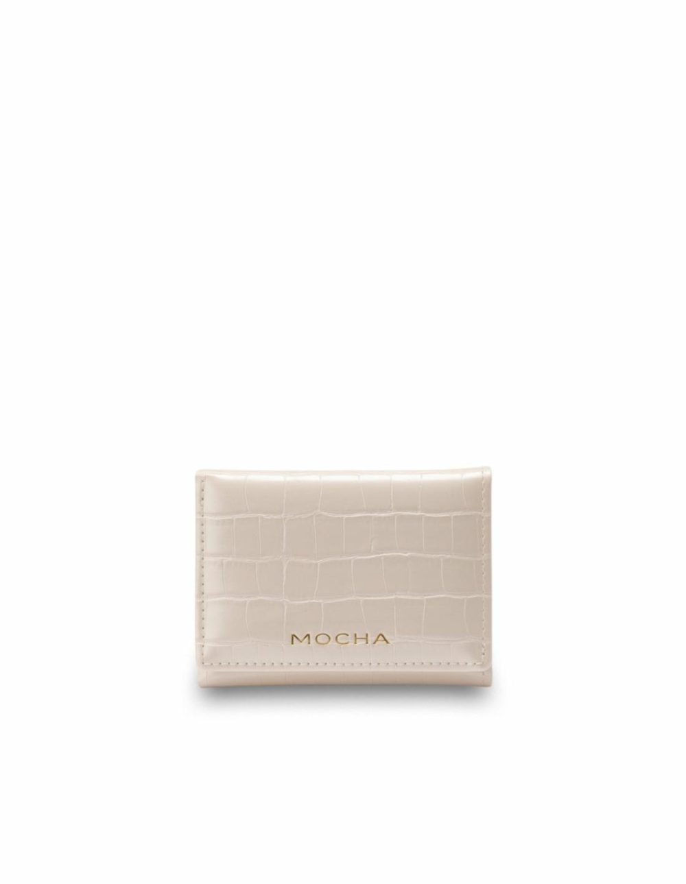 Bindi Croc-Embossed Mini Wallet – White Bags